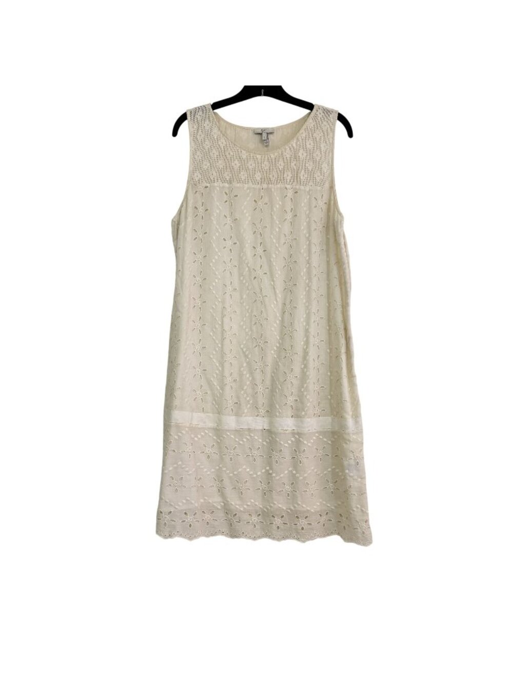 Jore Ivory Eyelet Embroidered Sleeveless Shift Dress Large Boho Cottagecore L